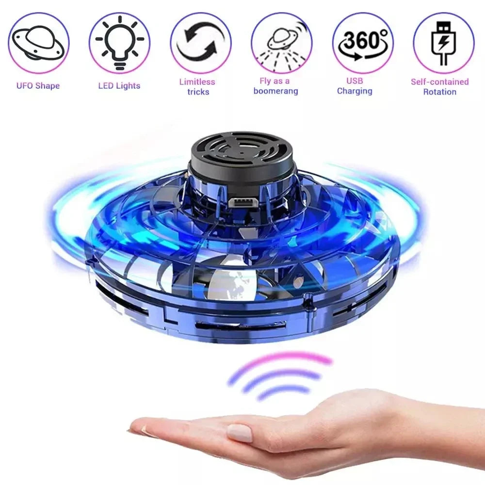 UFO Flying Spinner — Hand-Controlled Mini Drone with LED Lights