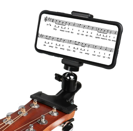 Guitar Phone Mount — Clip-On Stand for Sheet Music & Video Recording