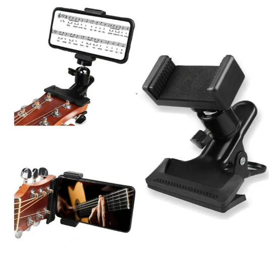 Guitar Phone Mount — Clip-On Stand for Sheet Music & Video Recording